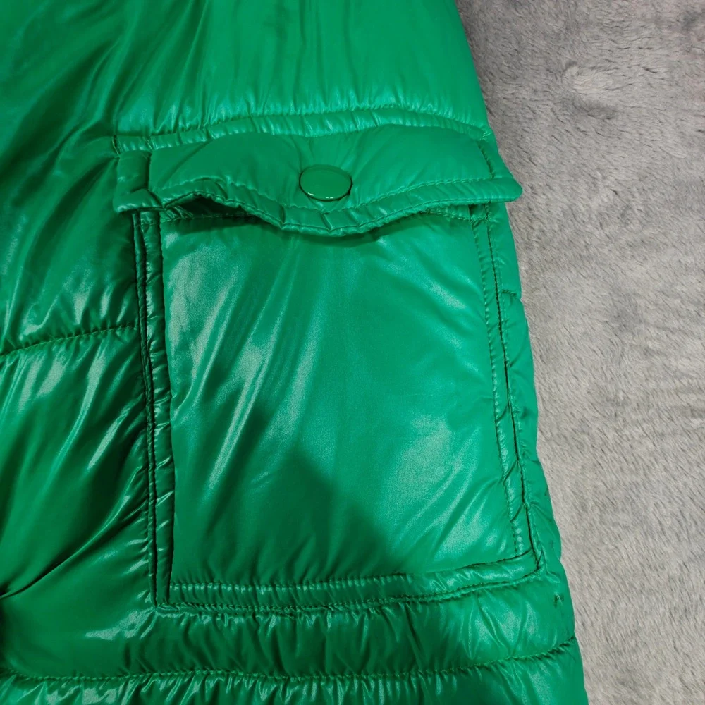Vintage Nike Green Quilted Puffer Jacket Hooded Full Zip XL Cold Weather Coat